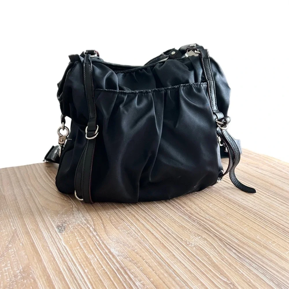 MZ Wallace Bianca Tote Bag Nylon Black Bedford Moto Satchel Crossbody with Pouch